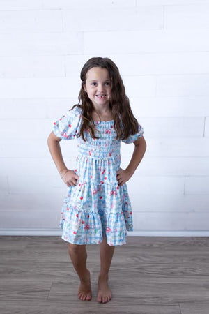 Honor Roll Smocked Ruffle Dress