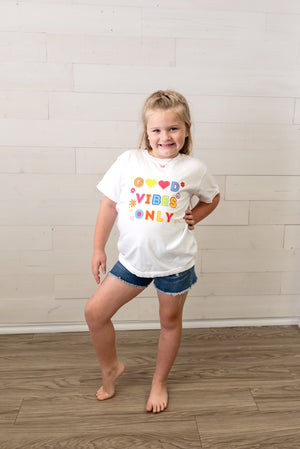 Youth Good Vibes Only Graphic Tee White
