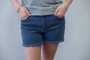 Washed Fray Cut Off Hem Shorts Blackberry