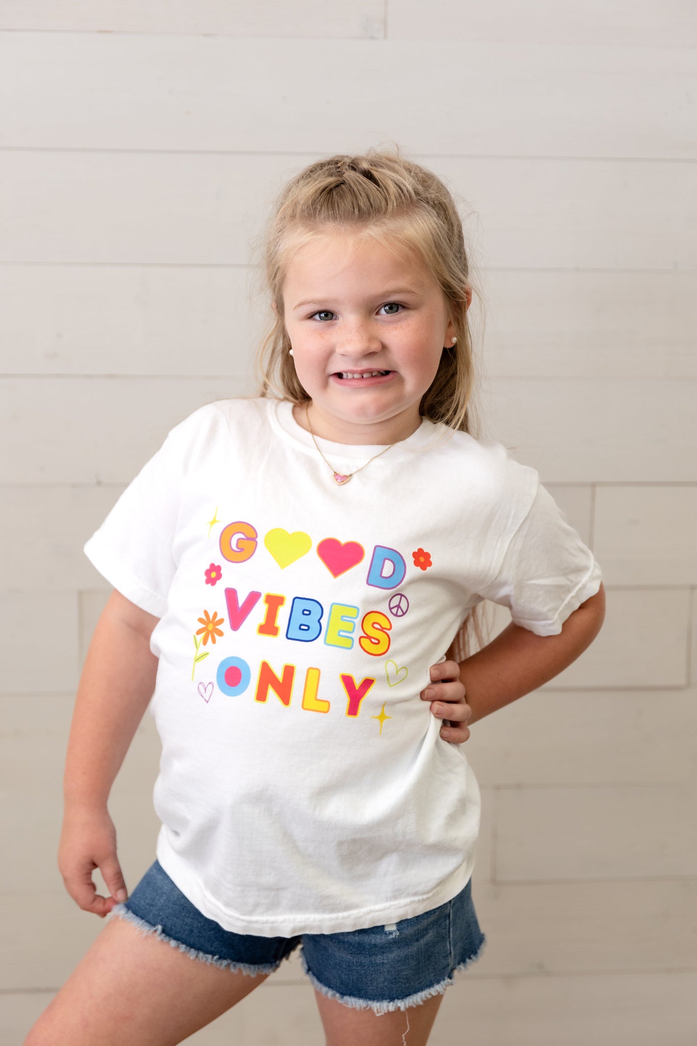 Youth Good Vibes Only Graphic Tee White