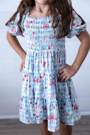 Honor Roll Smocked Ruffle Dress