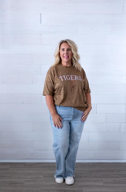 Leopard Tigers with Bow Graphic Tee