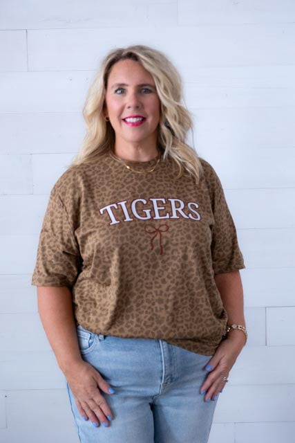 Leopard Tigers with Bow Graphic Tee