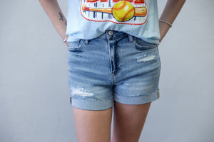 Selma High Rise Cuffed Shorts Light