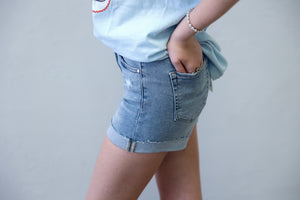 Selma High Rise Cuffed Shorts Light