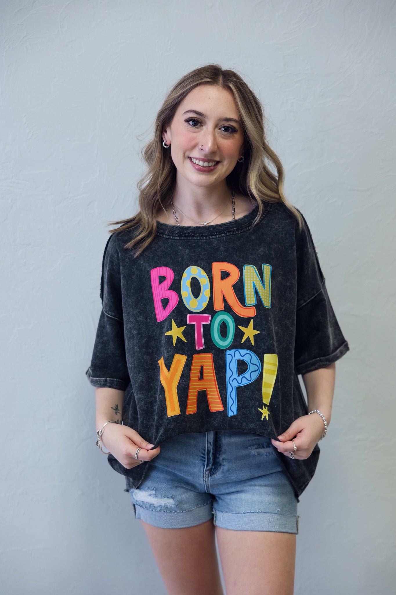 Born To Yap Acid Wash Black