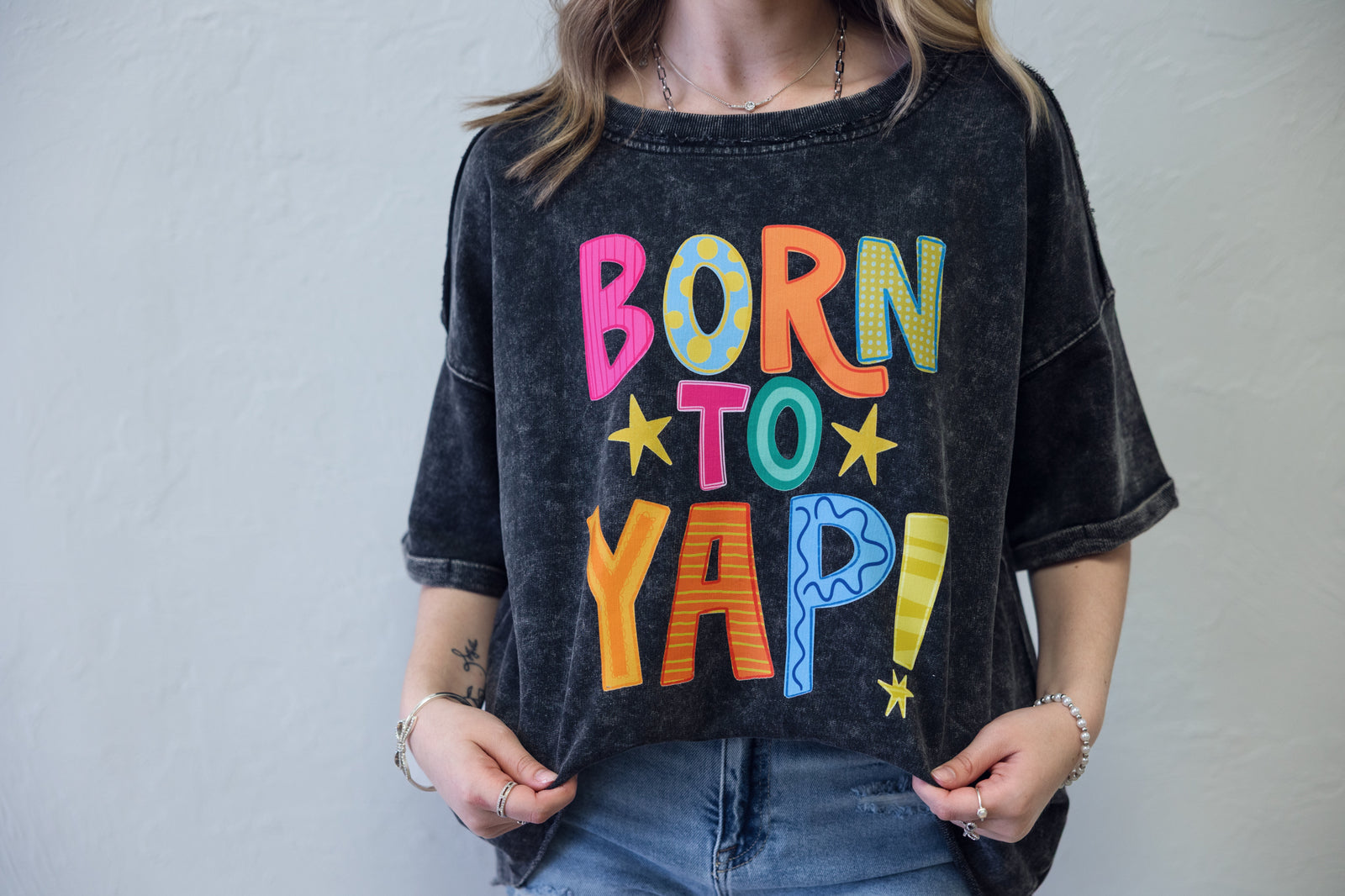 Born To Yap Acid Wash Black