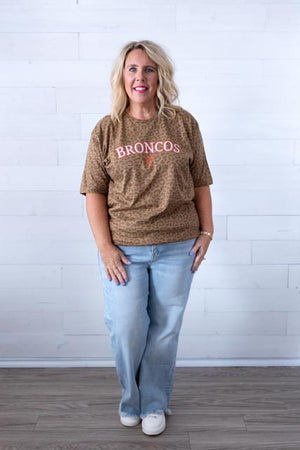 Leopard Broncos with Bow Graphic Tee