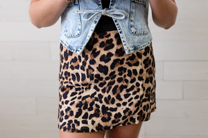 ee:some Leopard Printed Mini Skirt-Brown