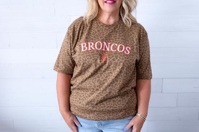 Leopard Broncos with Bow Graphic Tee
