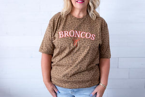 Leopard Broncos with Bow Graphic Tee