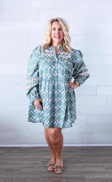 Sage Print Barlowe Dress
