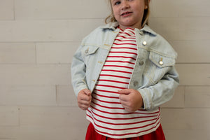 Girls Jean Jacket Denim Frayed Ends