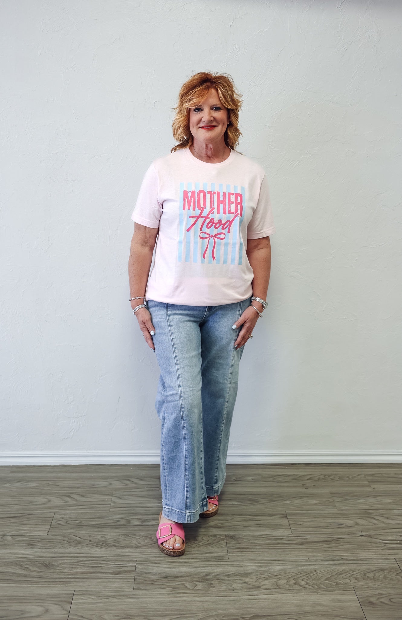 Motherhood Pink Bow Graphic Tee Pink