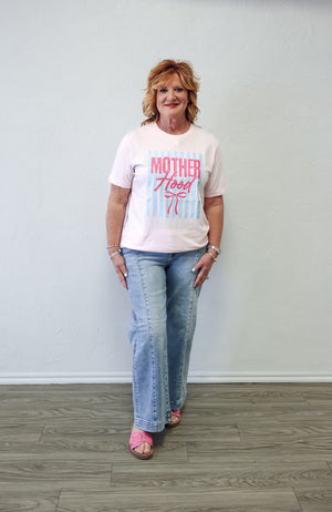 Motherhood Pink Bow Graphic Tee Pink