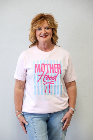 Motherhood Pink Bow Graphic Tee Pink