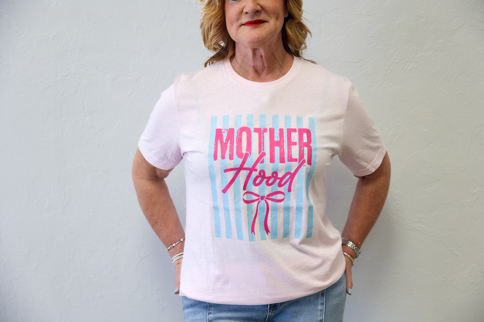 Motherhood Pink Bow Graphic Tee Pink