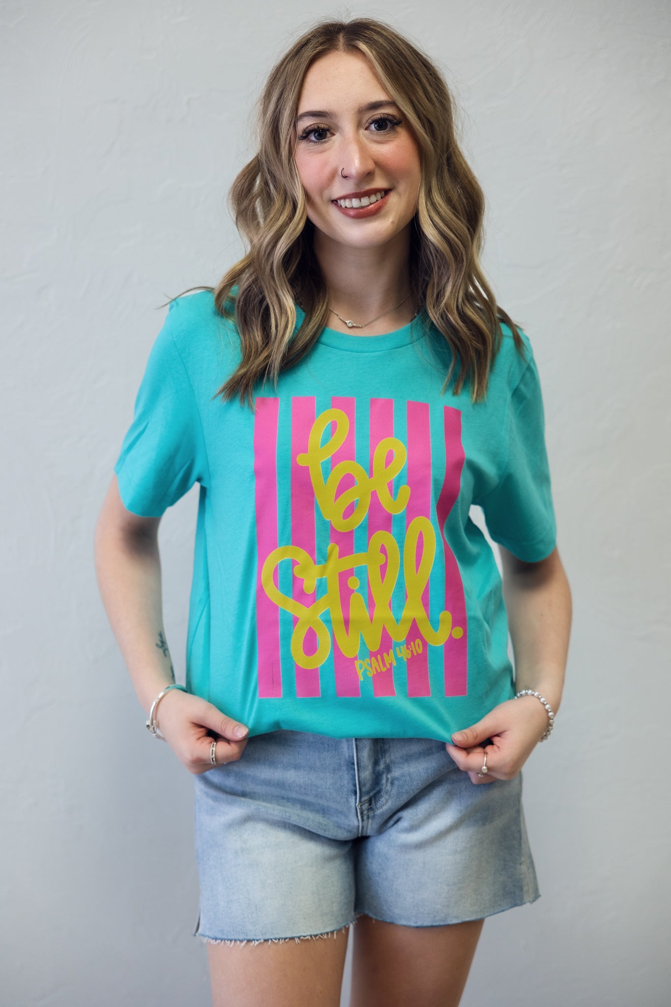 Be Still Psalm 46:10 Blue Graphic Tee
