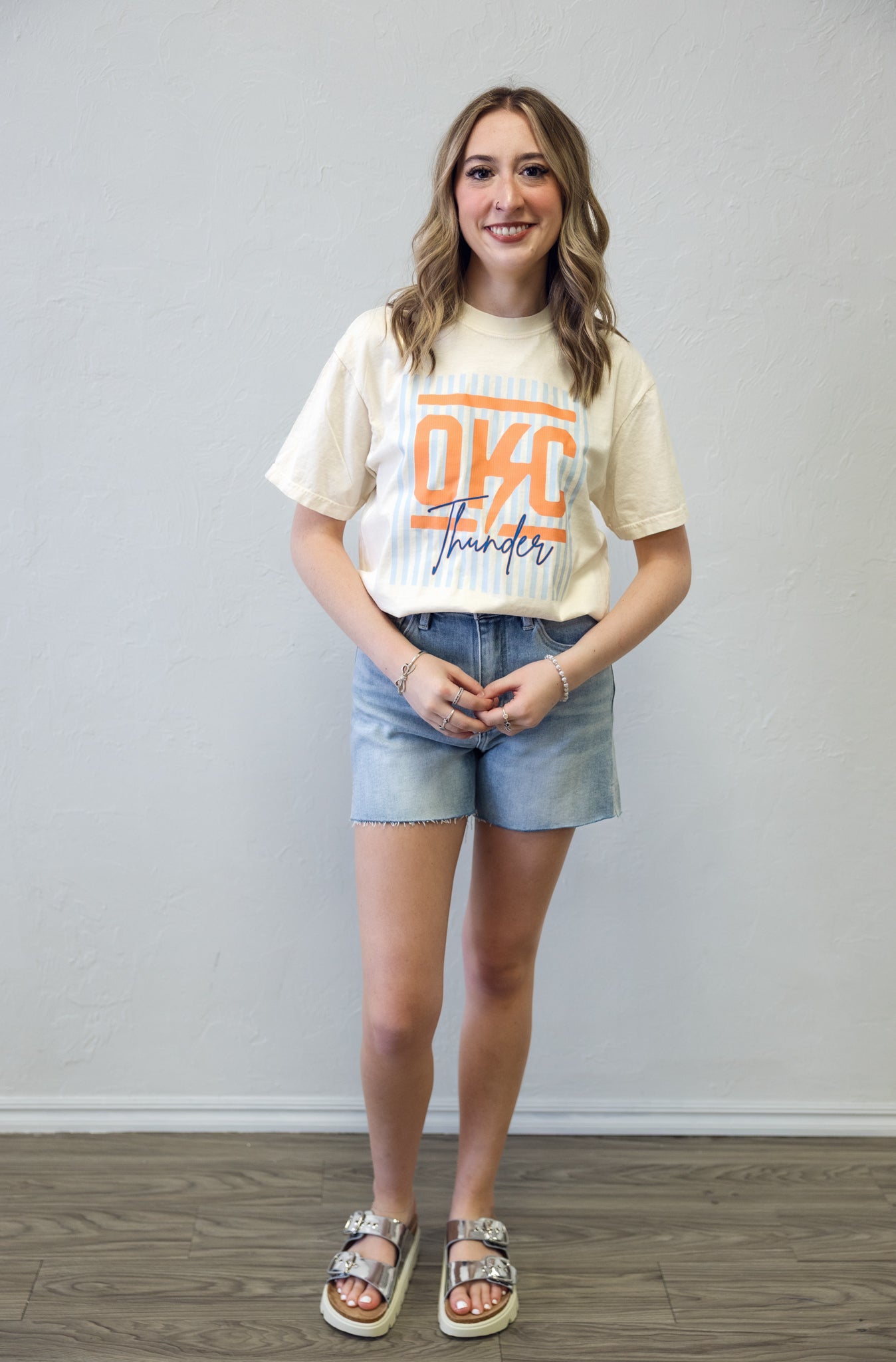 Striped OKC Ivory Graphic Tee