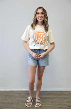 Striped OKC Ivory Graphic Tee