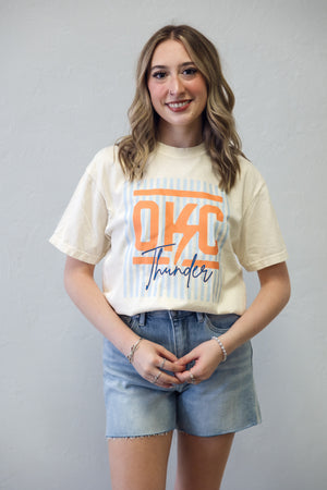 Striped OKC Ivory Graphic Tee