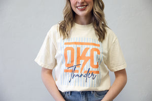 Striped OKC Ivory Graphic Tee