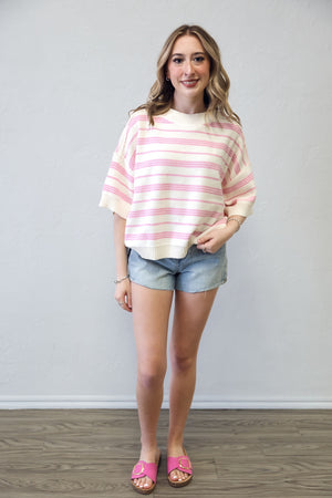Simply Chic Light Pink Striped Sweater