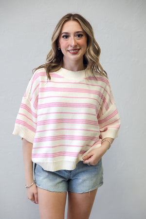 Simply Chic Light Pink Striped Sweater