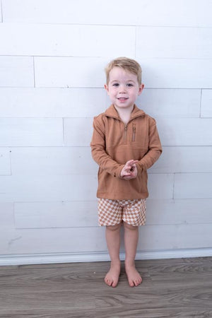 Sweatshirt Boys 3/4 Fleece Zip Caramel