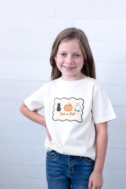 Toddler Striped Trick or Treat Graphic Tee Ivory
