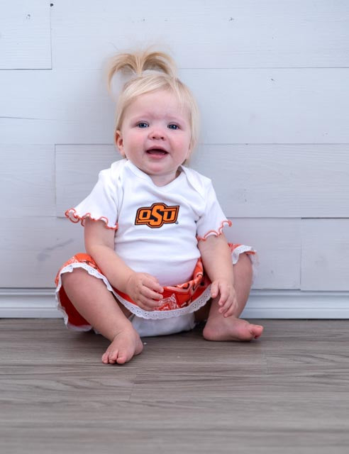 OSU Baby Bandana Bodysuit Dress White Orange