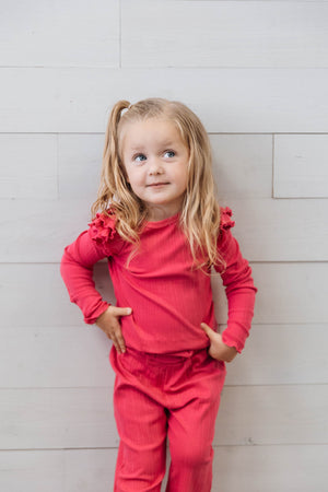 Little Girls LS Ribbed Top Sweety