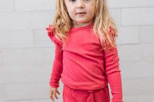 Little Girls LS Ribbed Top Sweety