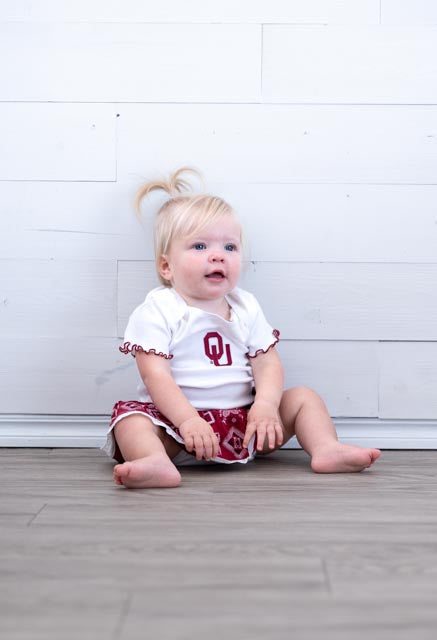 OU Baby Bandana Bodysuit Dress White