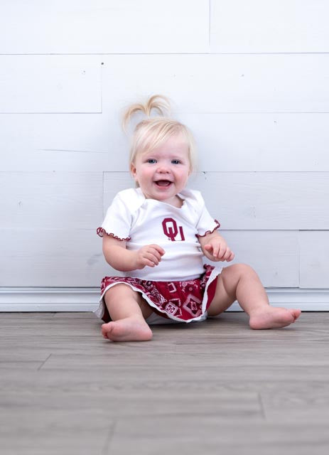 OU Baby Bandana Bodysuit Dress White