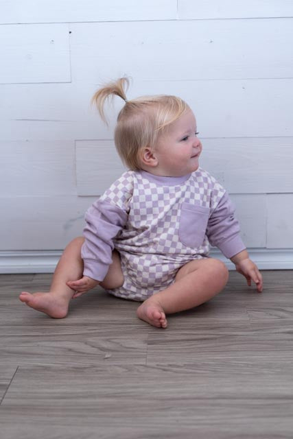Romper Colorblock Lavender Cloud Checkered