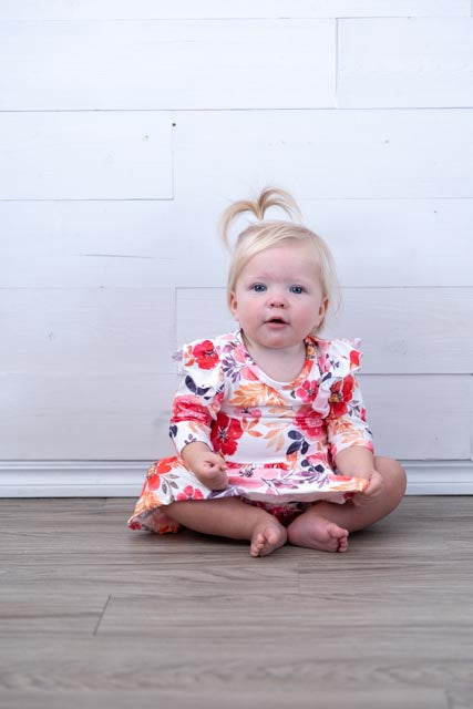 Tangerine Leaves Flutter Twirl Bodysuit