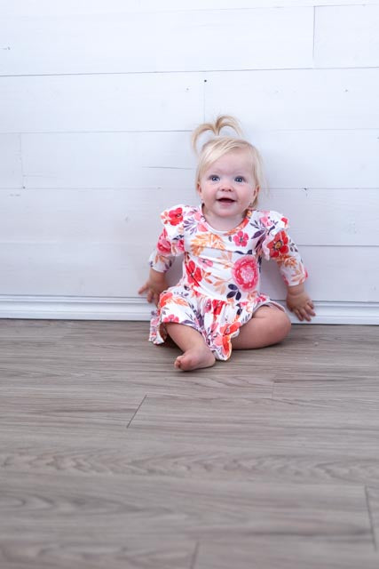 Tangerine Leaves Flutter Twirl Bodysuit