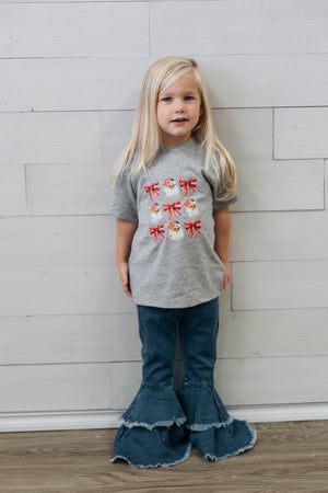 Kid's Santa Bow Grey Graphic Tee