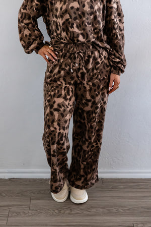 Brown Leopard Patchwork Jogger Set