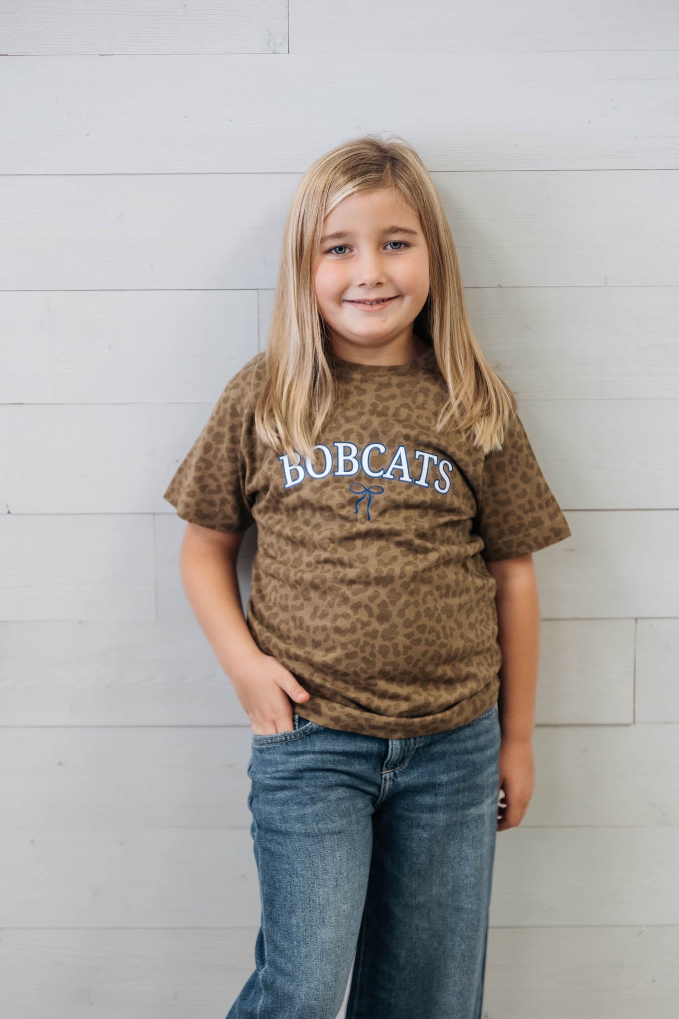 Kid's Leopard Bobcats with Bow Graphic Tee