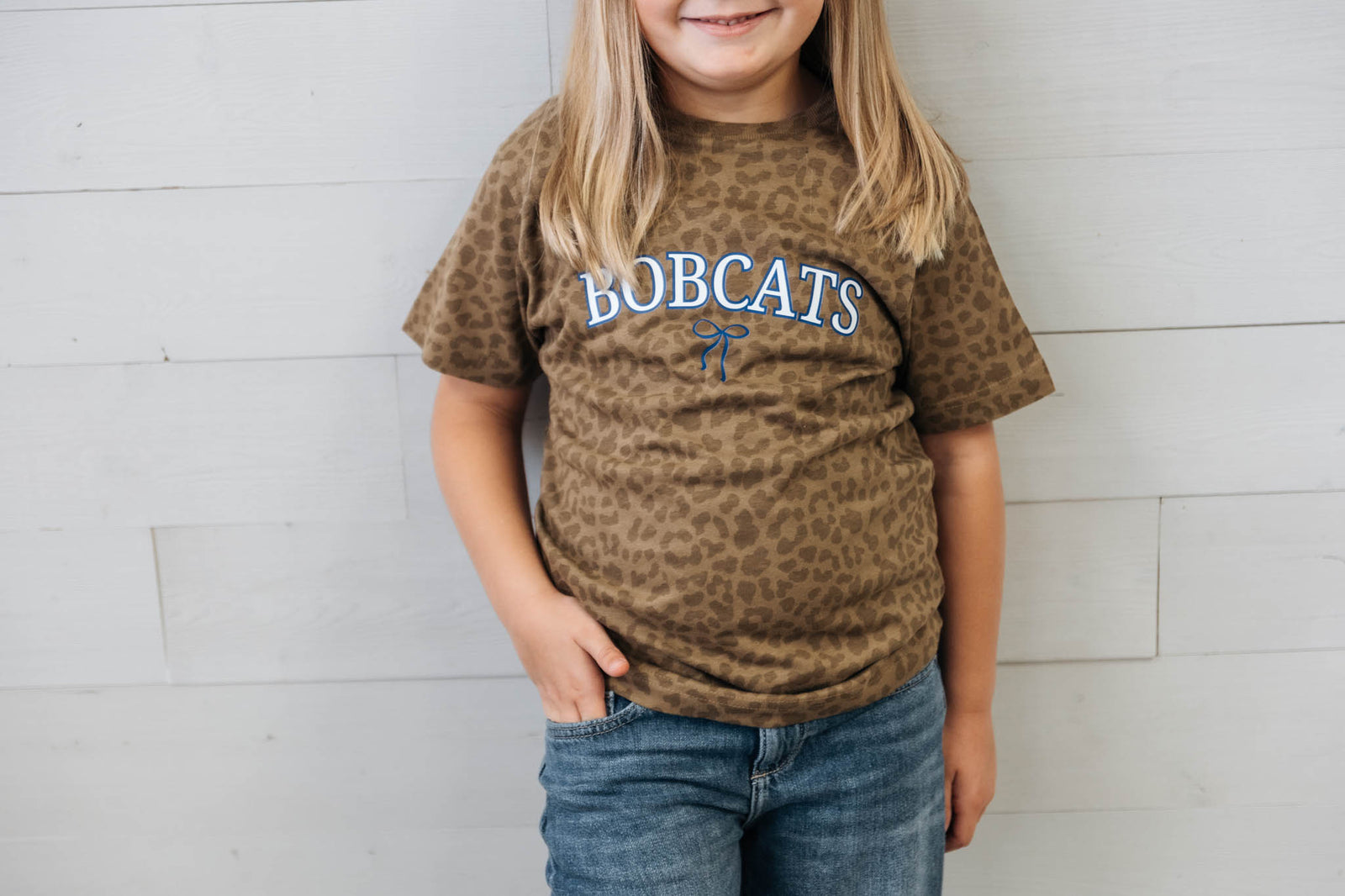 Kid's Leopard Bobcats with Bow Graphic Tee