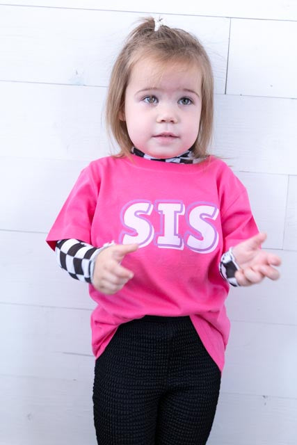 Girls Black Checkered Mesh Top