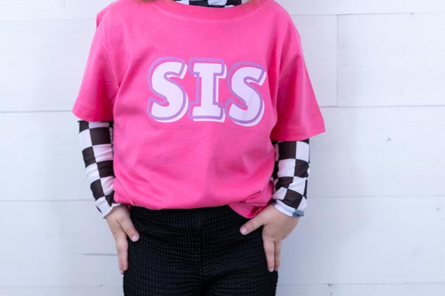 Girls Black Checkered Mesh Top