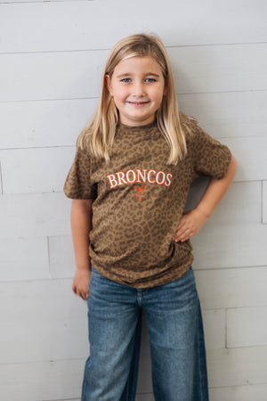 Kid's Leopard Broncos with Bow Graphic Tee