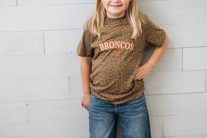 Kid's Leopard Broncos with Bow Graphic Tee