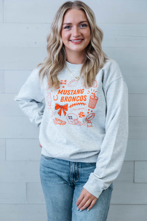 Mustang Broncos Football Doodle Sweatshirt