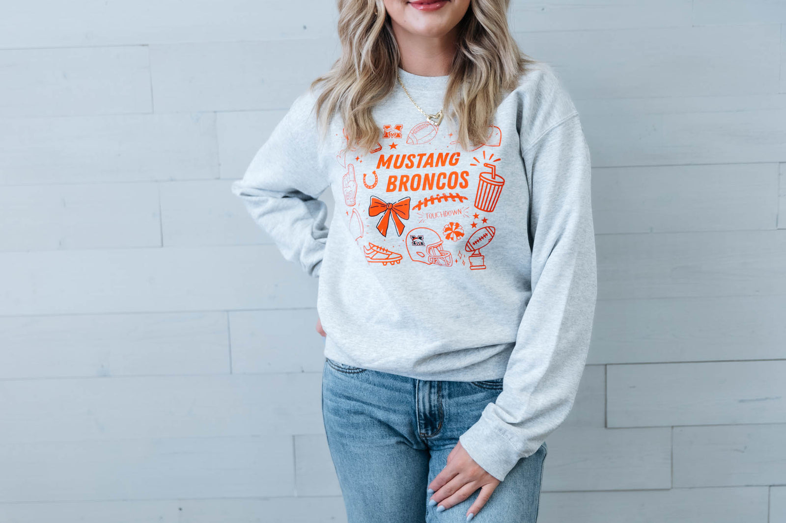 Mustang Broncos Football Doodle Sweatshirt