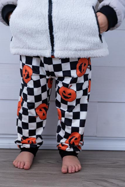 Kid's Checkered Pumpkin Joggers