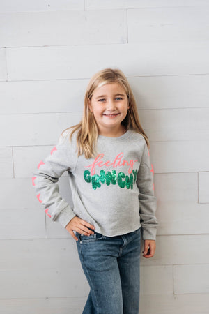 Sequins Feeling Grinchy Sweatshirt Heather Gray